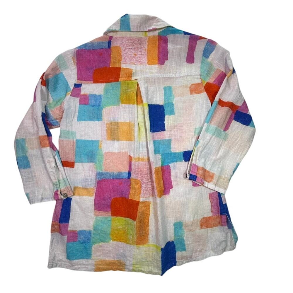 Parsley & Sage Multicolor Abstract Print Button Down Shirt 100% Cotton Small - Picture 2 of 9